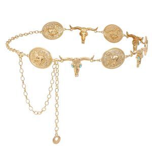 Western Concho Belt For Women Silver Gold Chain Belt Cowgirl Belt For Dresses🖤